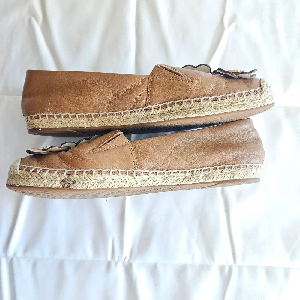 Michael Kors Lola Leather Flower Espadrille Slip On‎ Flats 5M